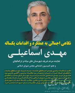 نگاهی اجمالی به عملکرد و اقدامات یکساله مهدی اسماعیلی نماینده مردم شهرستان های میانه و ترکمانچای